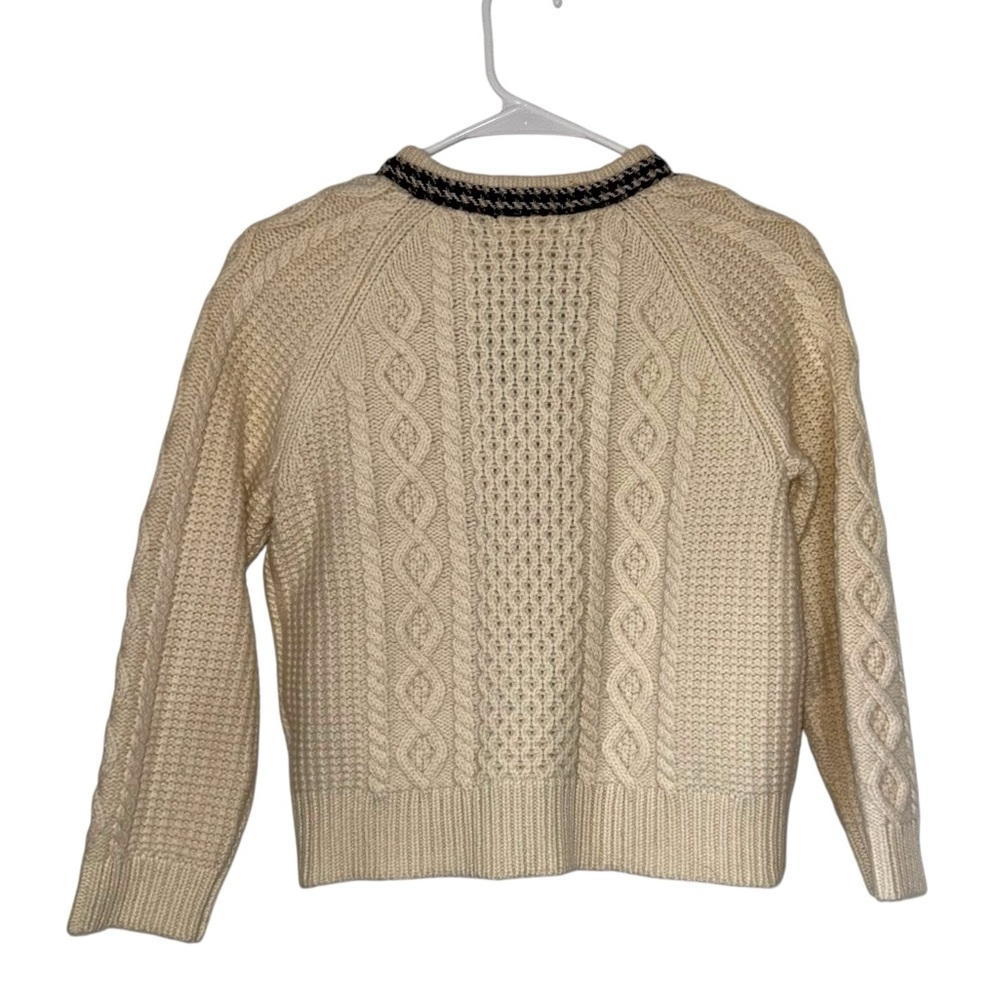 Anthropologie The Reeds Ivory and Black Cable Knit Wool Cardigan size XS - Picture 8 of 8
